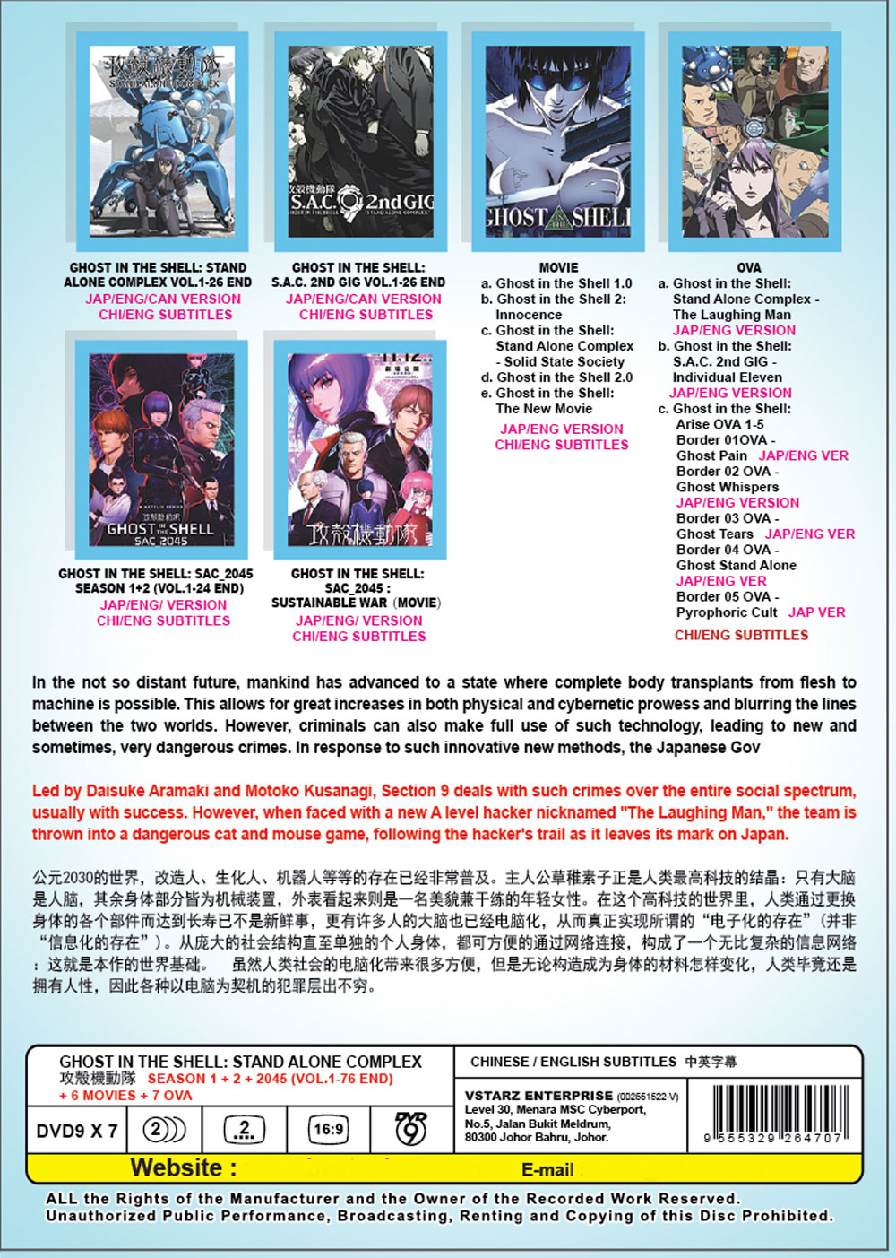 Ghost in the Shell: Stand Alone Complex Season 1+2+2045+6 Movies +7OVA - Image 3