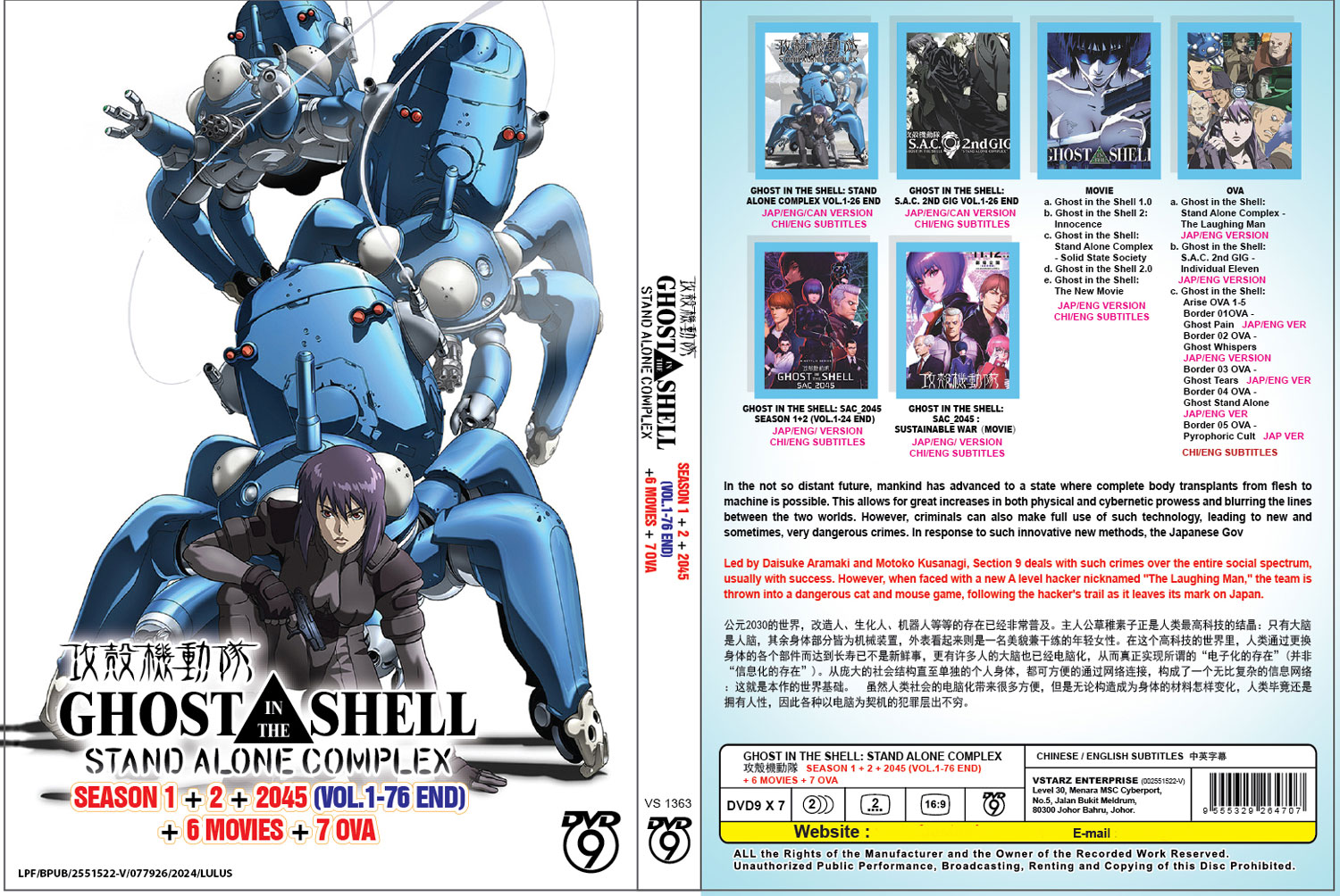 Ghost in the Shell: Stand Alone Complex Season 1+2+2045+6 Movies +7OVA - Image 4